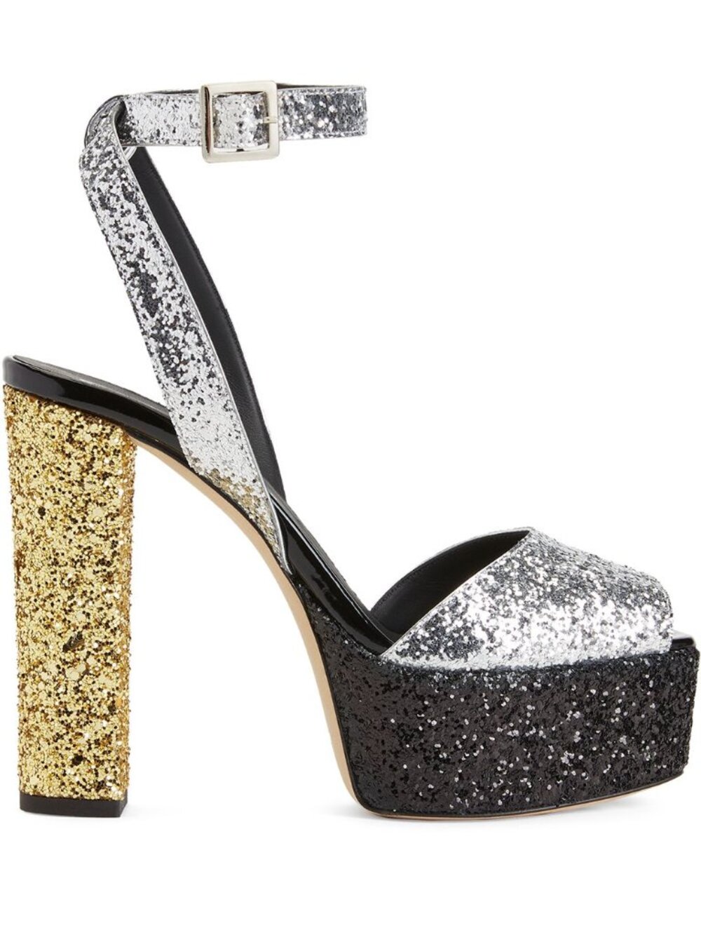 Giuseppe Zanotti Multicolor Glitter Betty Peep Toe Platform Sandal